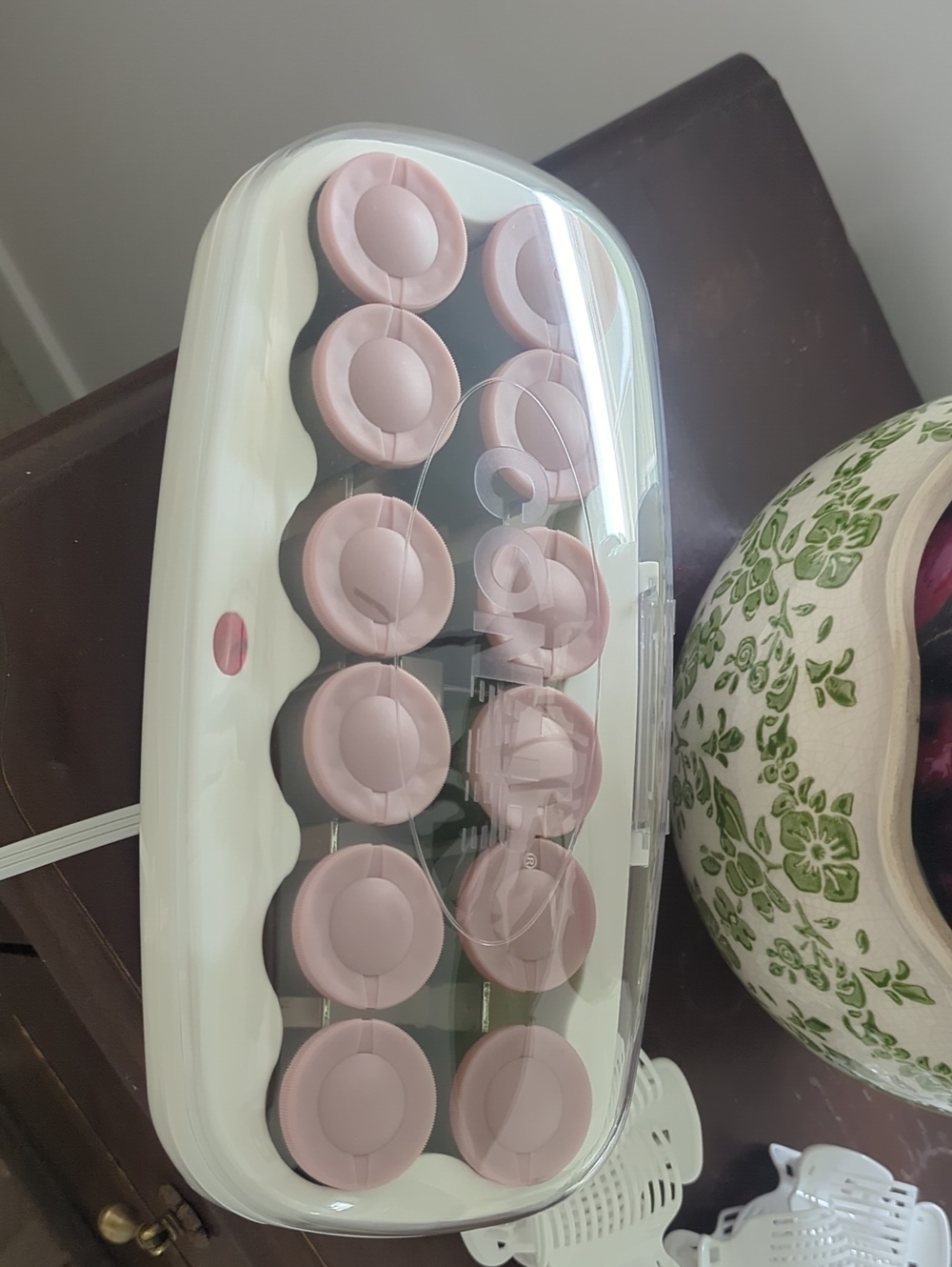White Egg Sterilizer & Storage Carrier with Pink Inserts